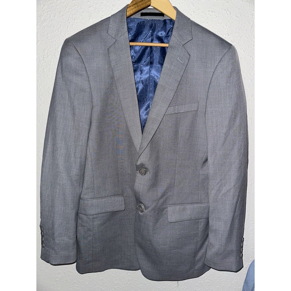 BRAVE Men Sport Coat Jacket Blazer 38R 2 Button Gray Wolfe Satin Lined